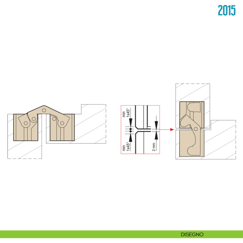 Cerniera a scomparsa per porta Ceam 2015 - disegno