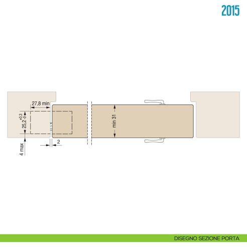 Cerniera a scomparsa per porta Ceam 2015 - disegno sezione porta