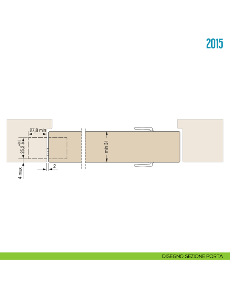 Cerniera a scomparsa per porta Ceam 2015 - disegno sezione porta