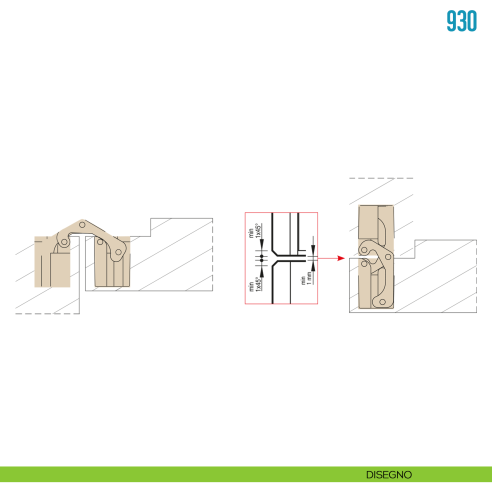 Cerniera a scomparsa per porta Ceam 930 - disegno
