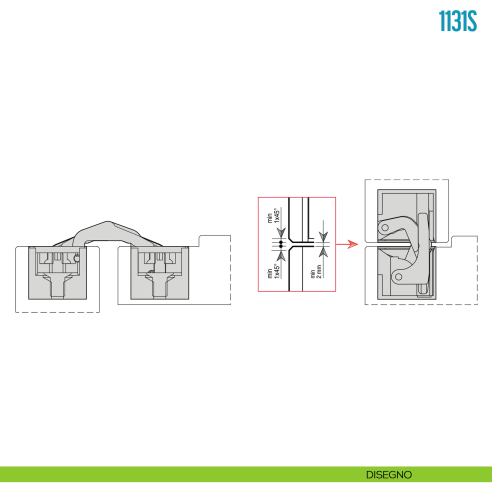 Cerniera invisibile regolabile per porte pesanti Ceam 1131S - disegno