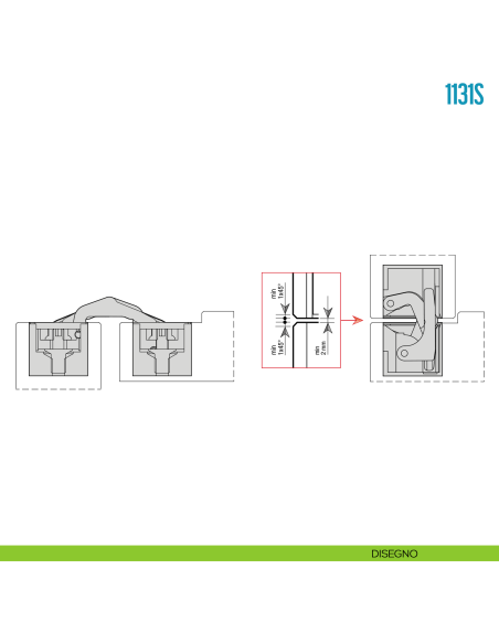 Cerniera invisibile regolabile per porte pesanti Ceam 1131S - disegno