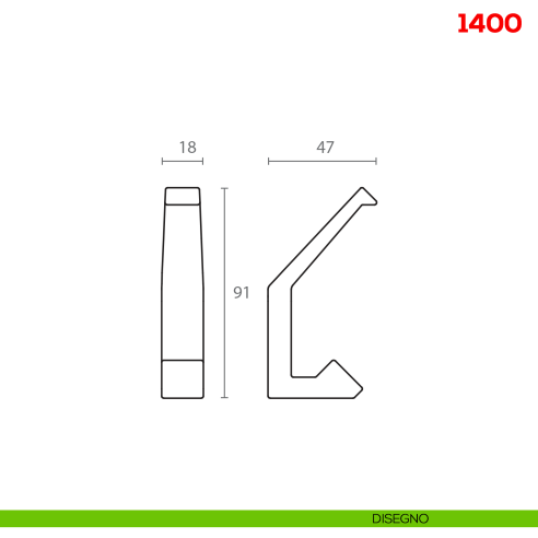 Appendiabiti da parete in metallo Mital 1400 disegno