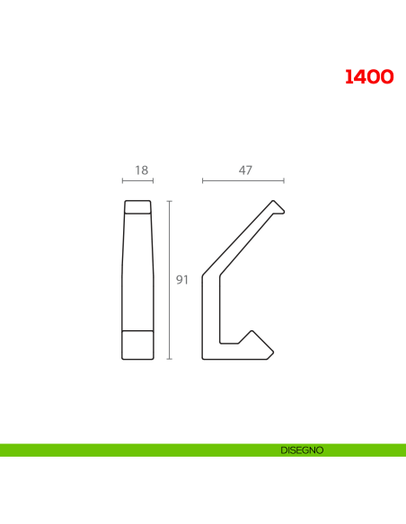 Appendiabiti da parete in metallo Mital 1400 disegno