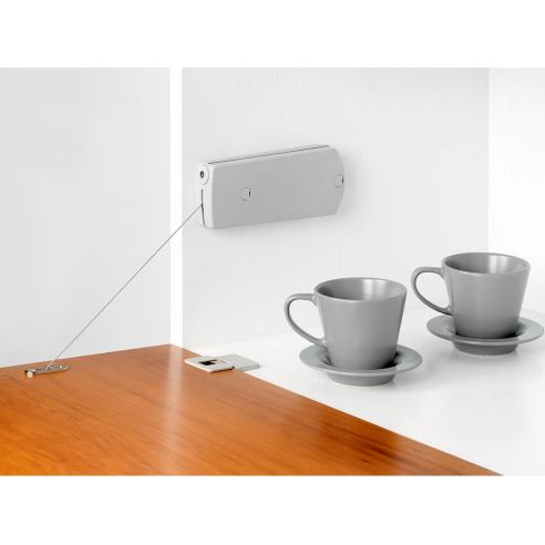 Emuca Microwinch Meccanismo a porta incernierata, 6 kg, Acciaio e Tecnoplastica, Grigia