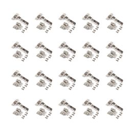 Emuca Lotto di 20 cerniere mezzo collo X91N con basette a vite, altezza 0, Acciaio, Nichelato