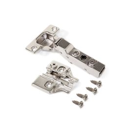 Emuca Lotto di 20 cerniere mezzo collo X91N con basette a vite, altezza 0, Acciaio, Nichelato 2