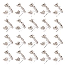 Emuca Lotto di 20 cerniere collo dritto X91 con chiusura soft a vite, altezza 0, Acciaio, Nichelato