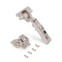 Emuca Lotto di 20 cerniere collo dritto X91 con chiusura soft a vite, altezza 0, Acciaio, Nichelato 2