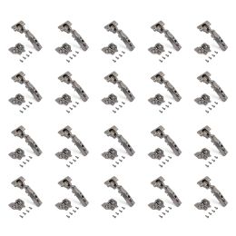 Emuca Lotto di 20 cerniere collo dritto X91 con chiusura soft e Basetta a vite, altezza 0, Acciaio, Titanio