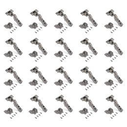 Emuca Lotto di 20 cerniere mezzo collo X91 con chiusura soft e Basetta a vite, Altezza 0, Acciaio, Titanio