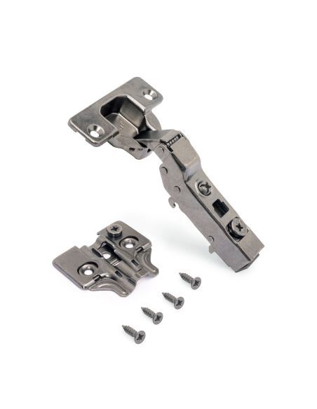 Emuca Lotto di 20 cerniere mezzo collo X91 con chiusura soft e Basetta a vite, Altezza 0, Acciaio, Titanio