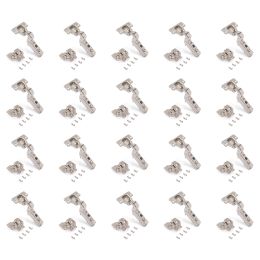 Emuca Lotto di 20 cerniere collo alto X91 con chiusura soft e Basetta a vite, Altezza 0, Acciaio, Nichelato