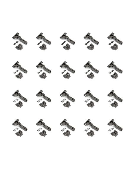 Emuca Lotto di 20 cerniere collo alto X91 con chiusura soft e Basetta a vite, Altezza 0, Acciaio, Titanio