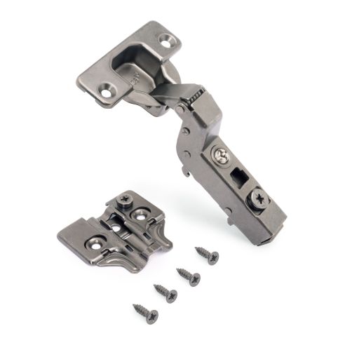 Emuca Lotto di 20 cerniere collo alto X91 con chiusura soft e Basetta a vite, Altezza 0, Acciaio, Titanio