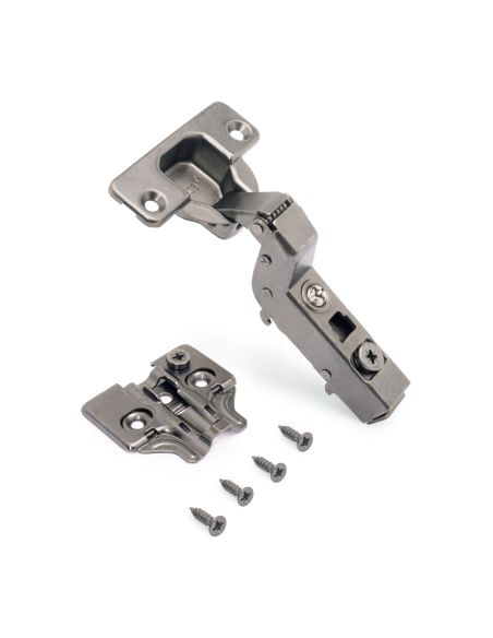 Emuca Lotto di 20 cerniere collo alto X91 con chiusura soft e Basetta a vite, Altezza 0, Acciaio, Titanio