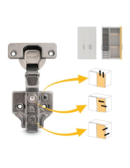 Emuca Lotto di 20 cerniere collo alto X91 con chiusura soft e Basetta a vite, Altezza 0, Acciaio, Titanio