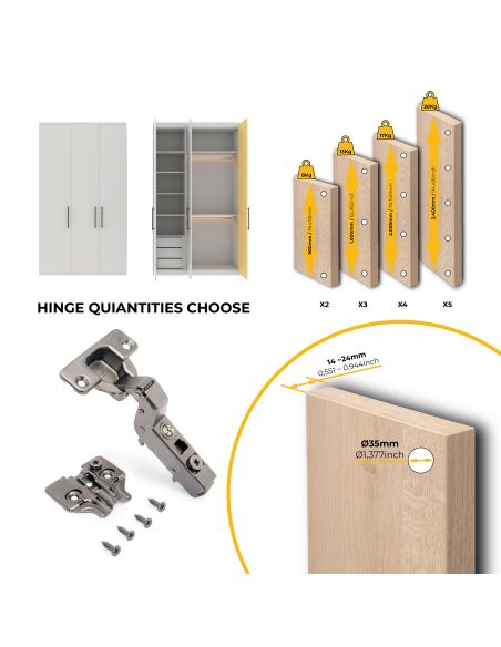 Emuca Lotto di 20 cerniere collo alto X91 con chiusura soft e Basetta a vite, Altezza 0, Acciaio, Titanio