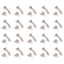 Emuca Lotto di 20 cerniere collo dritto X91 con chiusura soft e Basetta Euro, altezza 0, Acciaio, Nichelato