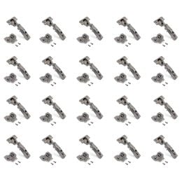 Emuca Lotto di 20 cerniere collo dritto X91 con chiusura soft e Basetta Euro, altezza 0, Acciaio, Titanio