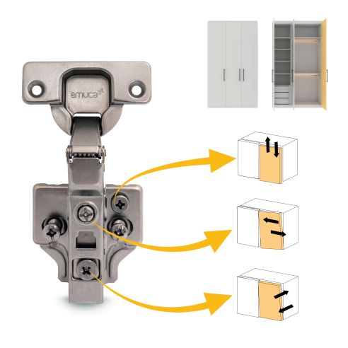 Emuca Lotto di 20 cerniere mezzo collo X91 con chiusura soft e Basetta Euro, altezza 0, Nichelato, Titanio