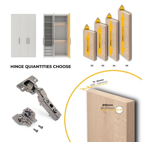 Emuca Lotto di 20 cerniere mezzo collo X91 con chiusura soft e Basetta Euro, altezza 0, Nichelato, Titanio