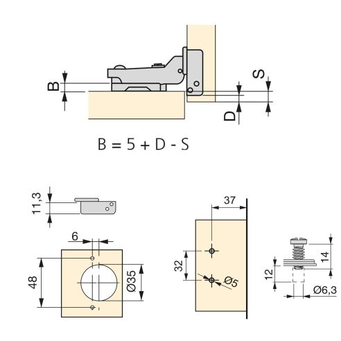 Emuca Lotto di 20 cerniere mezzo collo X91 con chiusura soft e Basetta Euro, altezza 0, Nichelato, Titanio