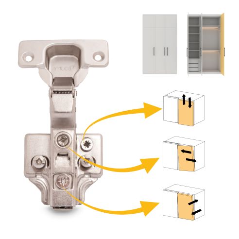 Emuca Lotto di 20 cerniere collo alto X91 con chiusure soft e Basetta Euro, altezza 0, Acciaio, Nichelato