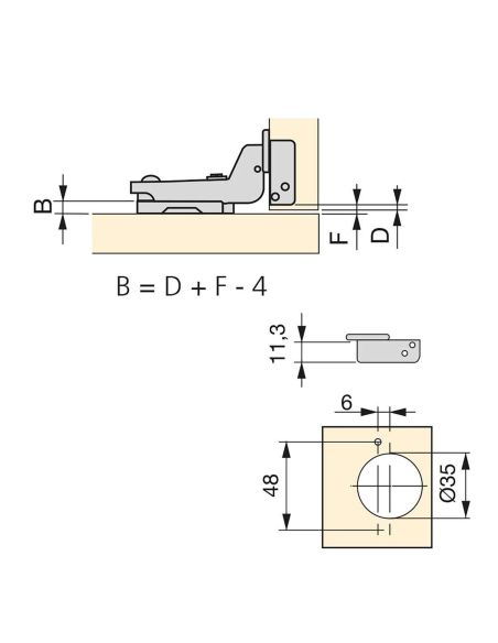 Emuca Lotto di 20 cerniere collo alto X91 con chiusure soft e Basetta Euro, altezza 0, Acciaio, Nichelato