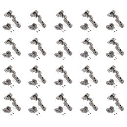 Emuca Lotto di 20 cerniere collo alto X91 con chiusura soft e Basetta Euro, altezza 0, Acciaio, Titanio