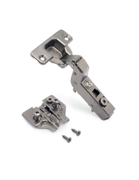 Emuca Lotto di 20 cerniere collo alto X91 con chiusura soft e Basetta Euro, altezza 0, Acciaio, Titanio