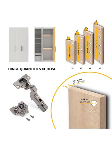 Emuca Lotto di 20 cerniere collo alto X91 con chiusura soft e Basetta Euro, altezza 0, Acciaio, Titanio