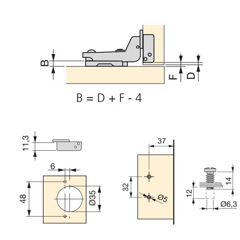 Emuca Lotto di 20 cerniere collo alto X91 con chiusura soft e Basetta Euro, altezza 0, Acciaio, Titanio