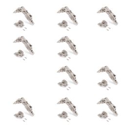 Emuca Lotto di 10 cerniere dritte X91 165 gradi con chiusura soft e basette euro, altezza 0, Acciaio, Nichelato