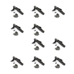 Emuca Lotto di 10 cerniere dritte X91 165 gradi con chiusura soft e basette euro, altezza 0, Acciaio, Titanio