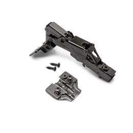 Emuca Lotto di 10 cerniere dritte X91 165 gradi con chiusura soft e basette euro, altezza 0, Acciaio, Titanio 2