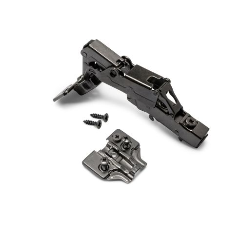 Emuca Lotto di 10 cerniere dritte X91 165 gradi con chiusura soft e basette euro, altezza 0, Acciaio, Titanio