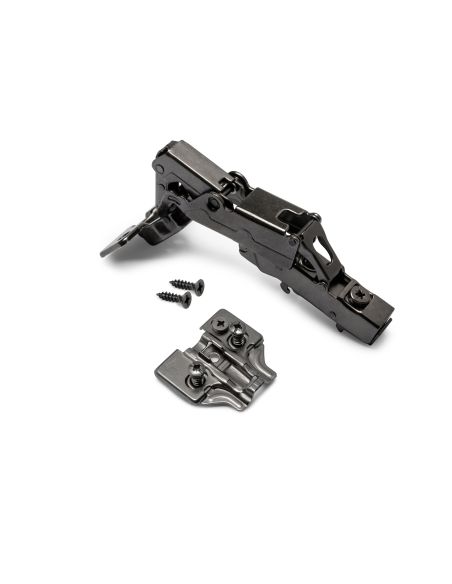 Emuca Lotto di 10 cerniere dritte X91 165 gradi con chiusura soft e basette euro, altezza 0, Acciaio, Titanio