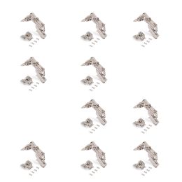 Emuca Lotto di 10 cerniere mezzo collo X91 165 gradi con chiusura soft e basette Euro, altezza 0, Acciaio, Nichelato