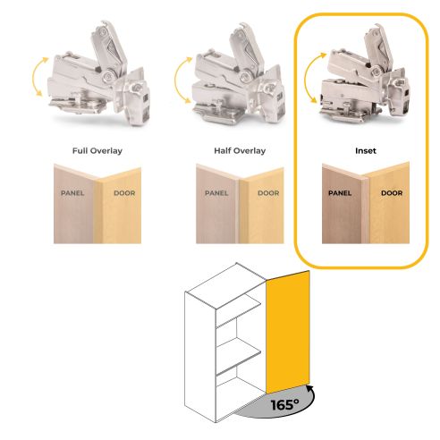 Emuca Lotto di 10 cerniere collo alto X91 165 gradi con chiusura soft soft e basetta euro, altezza 0, Acciaio, Nichelato