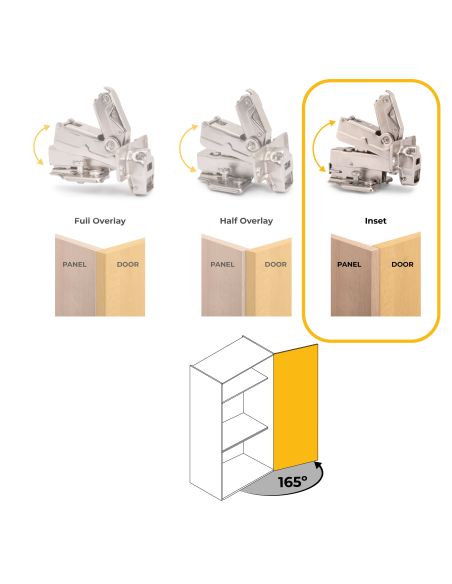 Emuca Lotto di 10 cerniere collo alto X91 165 gradi con chiusura soft soft e basetta euro, altezza 0, Acciaio, Nichelato