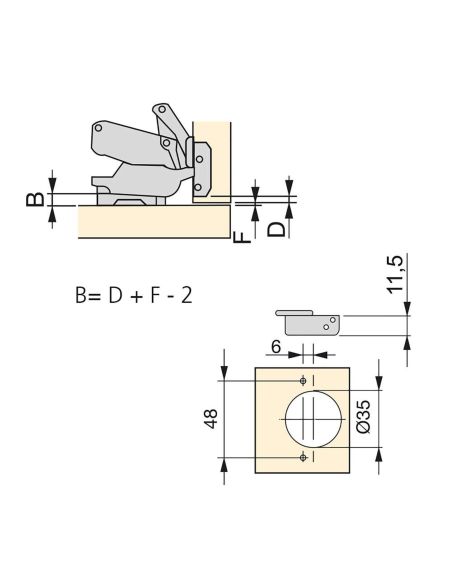Emuca Lotto di 10 cerniere collo alto X91 165 gradi con chiusura soft soft e basetta euro, altezza 0, Acciaio, Nichelato