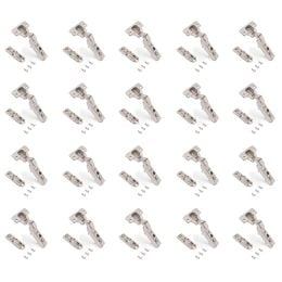 Emuca Lotto di 20 cerniere mezzo collo X91 con chiusura soft e Basetta a vite, altezza 1, Acciaio, Nichelato