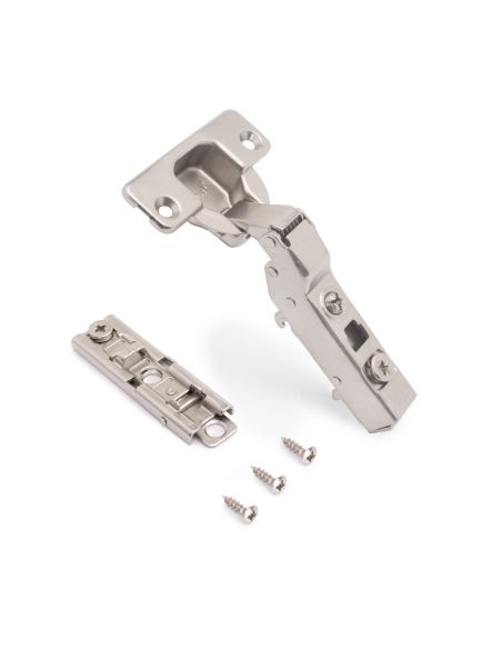 Emuca Lotto di 20 cerniere mezzo collo X91 con chiusura soft e Basetta a vite, altezza 1, Acciaio, Nichelato