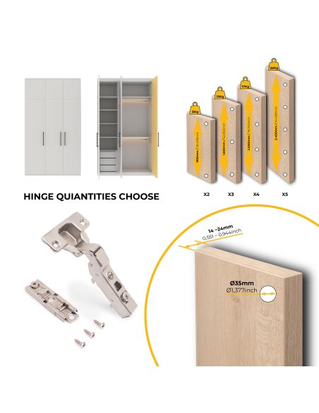 Emuca Lotto di 20 cerniere mezzo collo X91 con chiusura soft e Basetta a vite, altezza 1, Acciaio, Nichelato