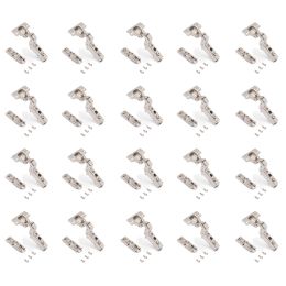 Emuca Lotto di 20 cerniere collo alto X91 con chiusura soft e Basetta a vite, altezza 1, Acciaio, Nichelato