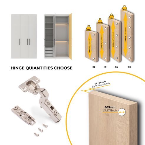 Emuca Lotto di 20 cerniere collo alto X91 con chiusura soft e Basetta a vite, altezza 1, Acciaio, Nichelato