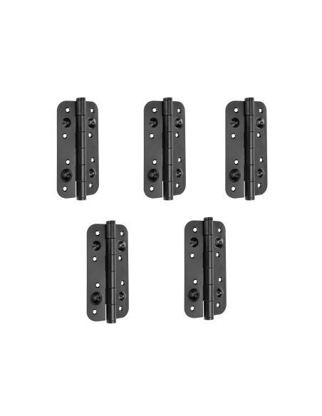 Emuca Lotto di 5 cerniere per porte di sicurezza, 150x80 mm, cerniere anti-leva con bordi arrotondati, finitura nera