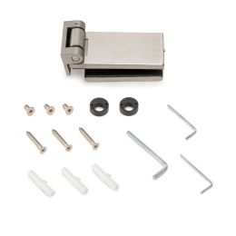 Emuca Cerniera per anta in vetro con finiture in acciaio inox, cerniera orizzontale con forcella da 34 mm, per anta da 8-12 mm