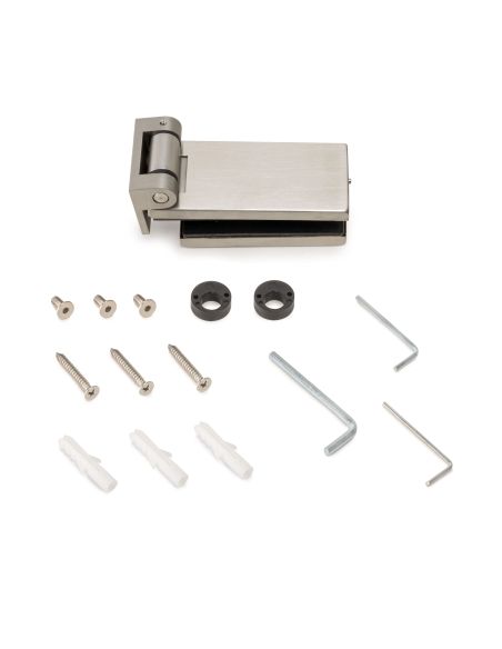 Emuca Cerniera per anta in vetro con finiture in acciaio inox, cerniera orizzontale con forcella da 34 mm, per anta da 8-12 mm